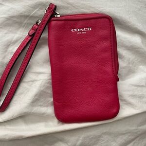 Coach Fuchsia Leather Wristlet